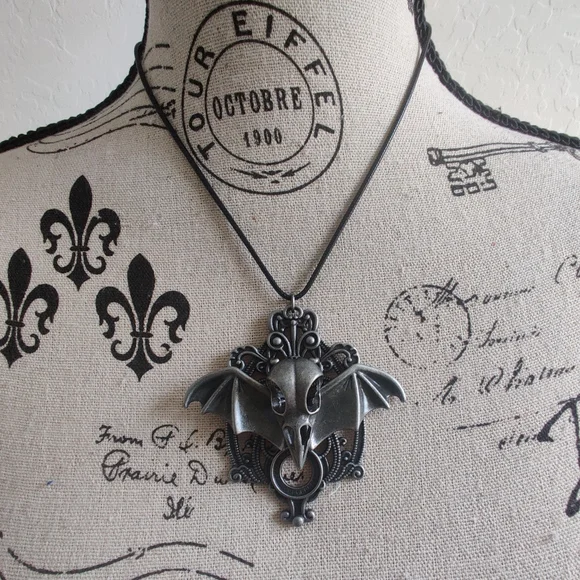 🆕 Handmade Plague Doctor Bat Pendant Necklace - Picture 2 of 5